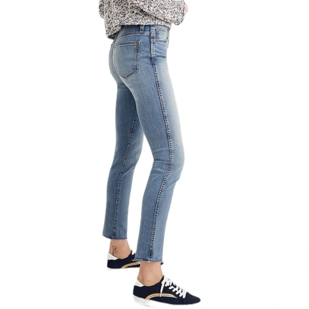 Madewell Womens Blue High Rise Stovepipe Straight Leg Denim Jeans 35T Raw Hem